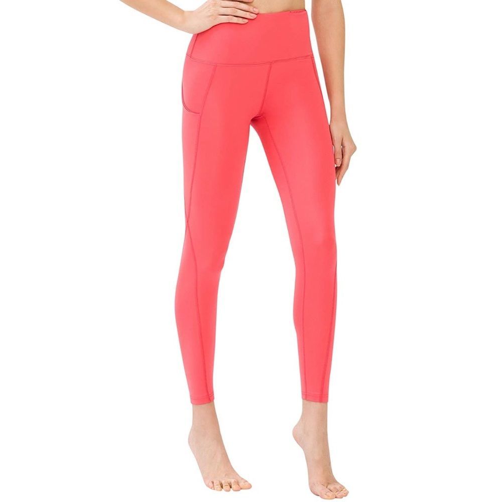 LOS OJOS - High Waist Yoga Pant Leggings with Pockets - Coral - Picture 5 of 9